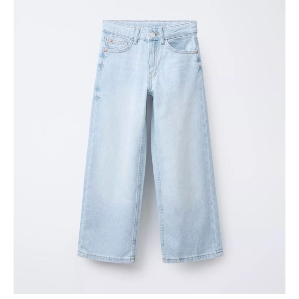 Girls Zara Light Wash Wide Leg Jeans, Size 11/12